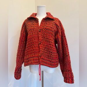 Vtg T.I.O. Jacket 100% Wool Handmade Colorful Size Large